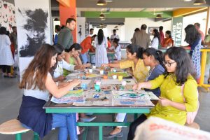 Paintings by students depicting sustainability